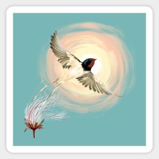 Barn Swallow + Prairie Smoke Flower Sticker